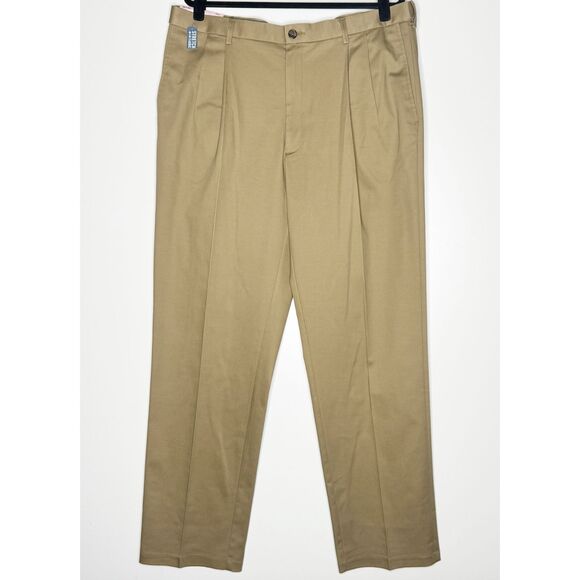 New Haggar Premium No Iron Khaki Classic Pleat Casual Pant Men's Size 40 x 34 - Picture 1 of 9